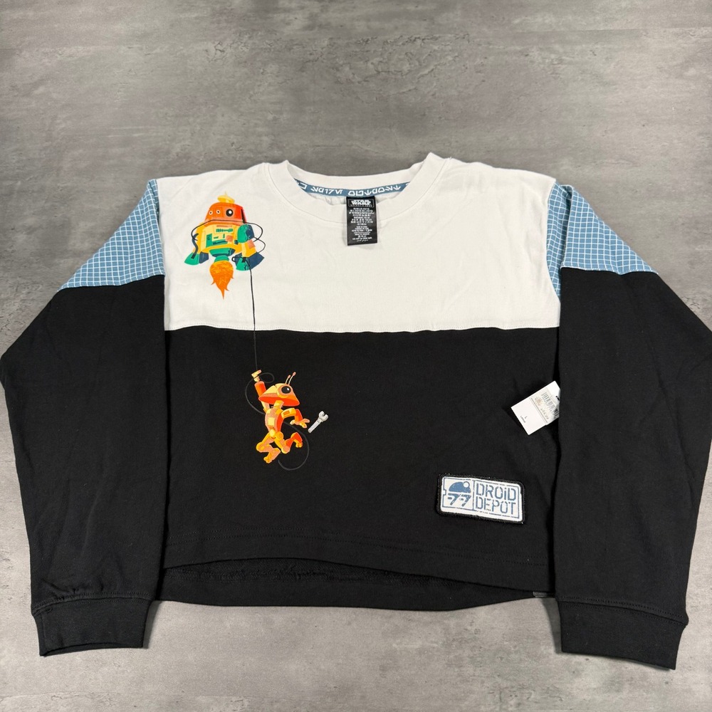Disney Star Wars Droid Depot Pullover Sweatshirt Kids Youth Large‎ Black White